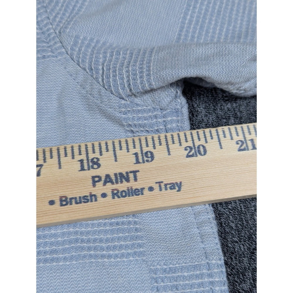 Folk Mens Light Blue Textured Checkered Short Sleeve Camp Collar Shirt Size S - Picture 5 of 7